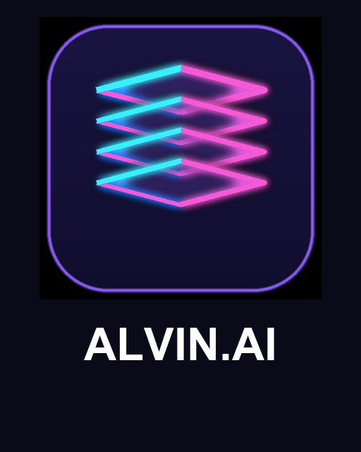 ALVIN.AI — neon stacked layers official logo